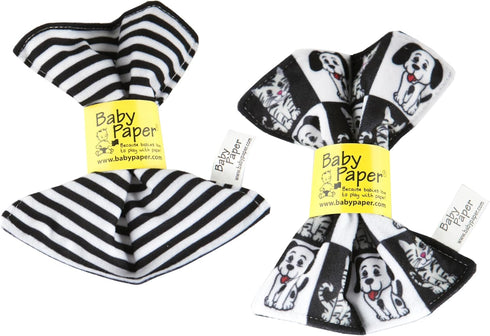 Baby Paper – 2 Pack of Crinkly, Sensory Toys, Black & White Stripe, Dog/Cat...