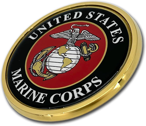 Elektroplate Officially Licensed Large United States Marine Corps Crest All Metal Emblem for SUVs/Trucks | Universal Fit at 3.5" x 3.5" | Weatherp...