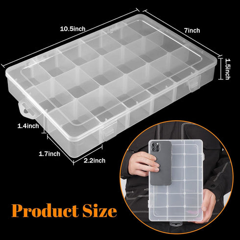 Extra Large 18 Grids Bead Storage Container Tackle Box, Bluedale Plastic Craft Organizer Compartment Box with Dividers for Jewelry, Art DIY, Washi...