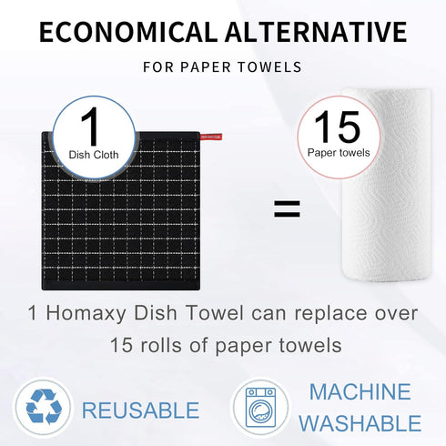 Homaxy 100% Cotton Terry Kitchen Dish Cloths, Ultra Soft and Absorbent Dish Towels for Kitchen, Suitable for Drying and Washing Dishes, 6 Pack, 12...