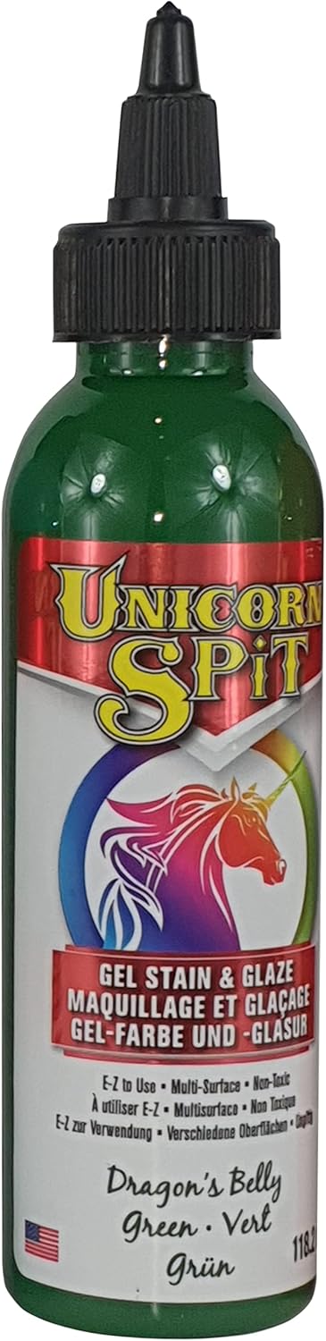 Unicorn SPiT 5770007 Gel Stain and Glaze, Dragon's Belly 4.0 FL OZ Bottle, Green...