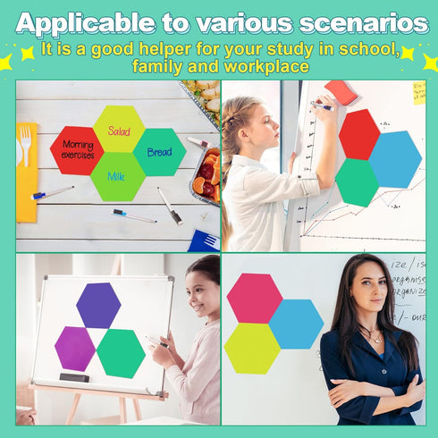 8 Pcs Hexagon Shape Magnetic Dry Erase Board Hexagon Small Dry Erase Board Magnet Dry Erase Boards 4 Pcs Dry Erase Marker for Teachers Students, S...