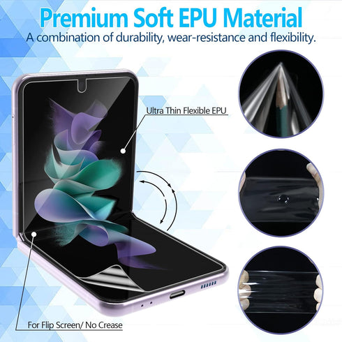 Galaxy Z Flip 4 Screen Protector 2 Pack, Hydrogel Film Screen Protector for Samsung Galaxy Z Flip 4, Soft EPU Screen Protector Full Covered, High ...