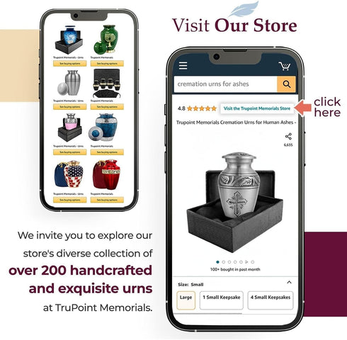 Trupoint Memorials Small Urns for Human Ashes Keepsake, Religious Decorative Mini Cremation Urn for Adult Men and Women, Silver Cross...