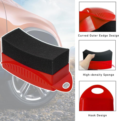 Tire Dressing Applicator, Car Tire Shine Dressing Applicator Pad with Lid, Auto Tire Wheel Waxing Polishing Sponge, Universal Wheel Shine Tool Acc...