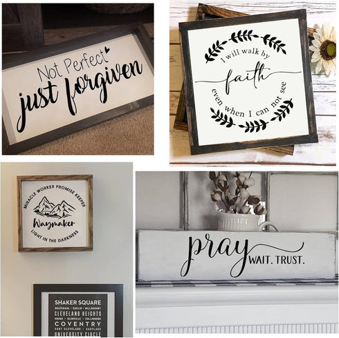 10 Set Farmhouse Christian Stencil, with God All Things are Possible Faith Waymaker Bible Verse Sign Motivational Painting Stencils for Home Offic...
