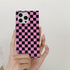 Rectangle Pink Checkered Phone Case for iPhone 15 Pro (6.1in) Cute Checkerboard Checker Flag Print Glossy Slim Trendy Rectangled Edge Strong Shock...