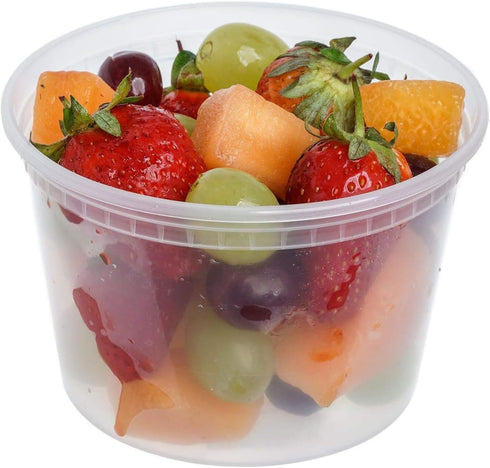 Food Storage Containers with Lids 16oz 20oz 24oz 32oz Freezer Deli Cups BPA-Free Leakproof Round Clear Takeout Container Meal Prep Microwavable, A...