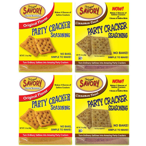 Savory Saltine Seasoning, 1.4 Ounce, Savory & Sweet Sampler Set, 2 Flavors, 4 Pack...