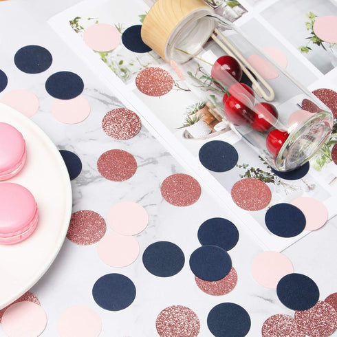 Navy Blue Pink Rose Gold Confetti 300pcs Gender Reveal Party Decorations Glitter Birthday Table Confetti Graduation Wedding Baby Shower Decoration...