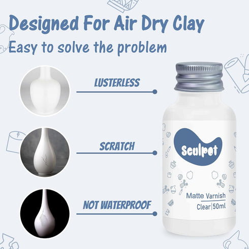 Air Dry Clay Glaze, Clay Varnish for Air Drying Clay, Clear Acrylic Varnish for Craft Pottery Waterproof & Matte Finish...
