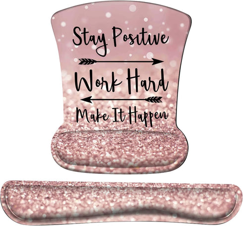 iCasso Pink Mouse Pad, Keyboard Wrist Rest and Mouse Wrist Rest Pad, Memory Foam, Ergonomic Support, Easy Typing and Relieve Wrist Pain, Perfect f...