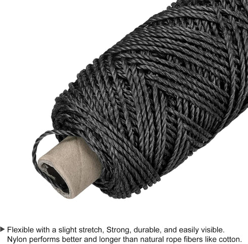 MECCANIXITY Twisted Mason Line Nylon Twine String Cord Black 100M/109 Yard 2.5MM Dia for Netting, Landscaping, Home Improvement, DIY Projects, Cra...