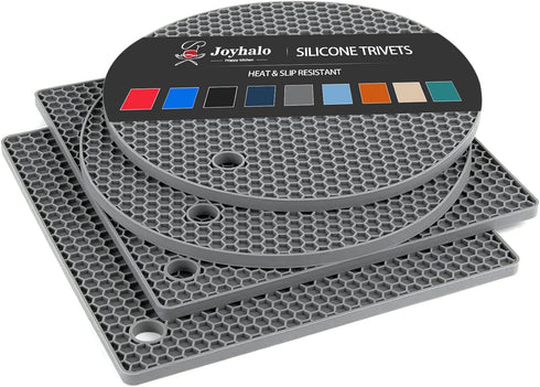 Joyhalo Trivets for Hot Dishes - Hot Pads for Kitchen, Silicone Pot Holders for Hot Pots and Pans, Silicone Mats for Kitchen Countertops, Table, F...