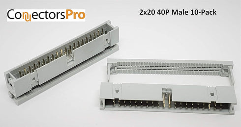Pc Accessories 10-Pack 2X20 40P Dual Rows 2.54mm Shrouded IDC Male Header, 40 Pins IDC Crimp Connectors for Standard Flat Ribbon Cable...