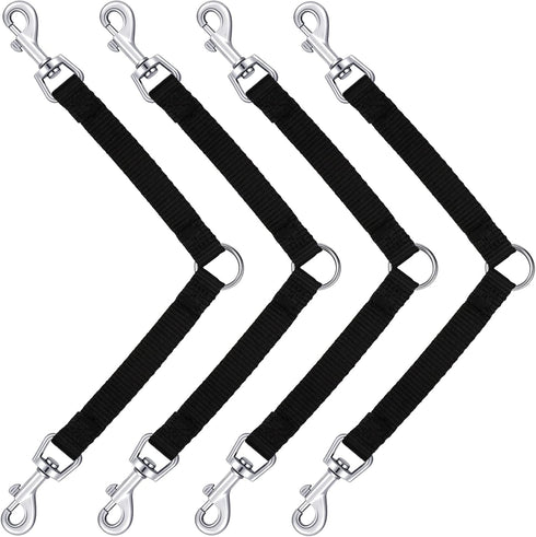 4 Pieces No Tangle Dog Leash Couplers Black Double Clip Leash for Dogs Two Clasp Dog Double Leashes 0.6 Inch Wide Heavy Duty Nylon Leash Splitter ...