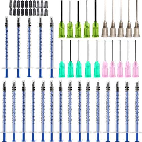 20Pcs Syringe Blunt Tip Needle and Cap - 1ml Syringes 14ga 16ga 18ga 20ga Blunt Needles- Oil or Glue Applicator...