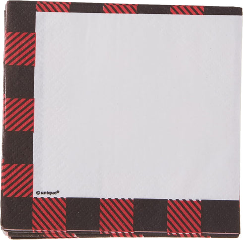 Unique Plaid Lumberjack Beverage Napkins - 5' x 5', 16 Pcs...
