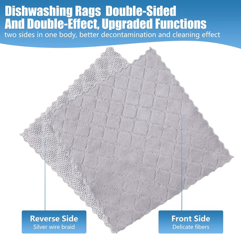 3pcs Upgraded Wire Dishwashing Rag for wet and dry, cleaning rags,Wire on one side and microfiber cleaning cloth on The other,2024 Non Scratch wir...