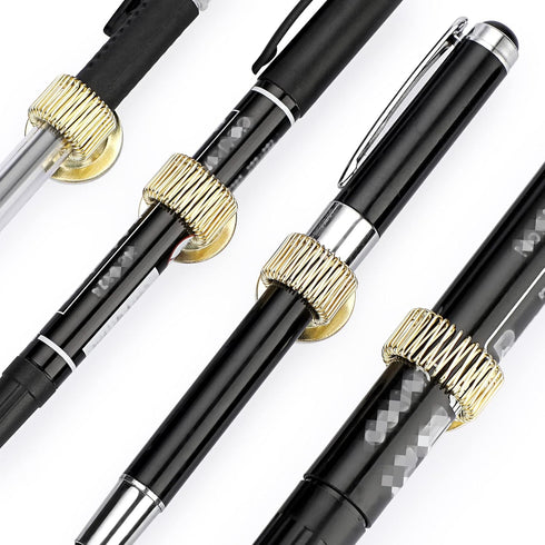 BTSKY 12PCS Stainless Steel Pen Holder Clips- Self Adhesive Pen Pencil Holder Pen Clip Holder with Adjustable Spring Loop Fit any Size Pens Marker...