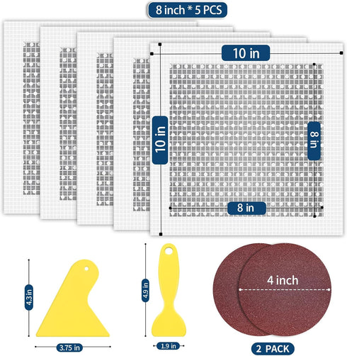 Yuukai 5pcs Drywall Patch Kit (8" x 8"), Self-Adhesive Fiberglass Wall Repair Patch Kit & Aluminum Metal Sheet Drywall Patch, Quick Repair Large H...