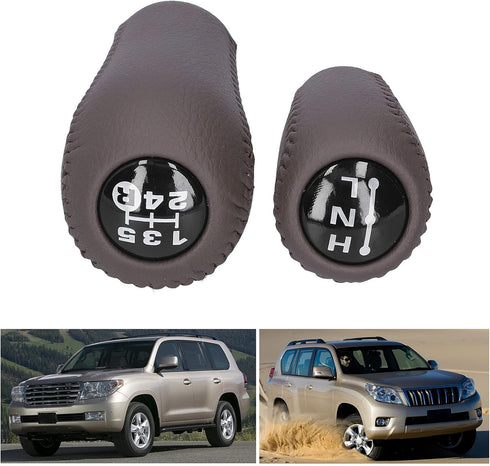 Gear Shift Knob, 5 Speed Manual Gear Shift Knob Lever Fit for 4Runner/Hilux/Land Cruiser Prado 33504-20120-C0(Brown)...