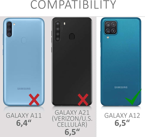 kwmobile Screen Protectors Compatible with Samsung Galaxy A12 Screen Protector - 3X Ultra-Clear Transparent Phone Films...
