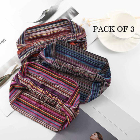 CAKURE Boho Wide Headbands African Head Wraps Stretchy Hairbands Stripe Turban Head Bands for Women and Girls Pack of 3 (Set1)...