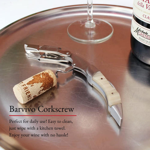 Barvivo Wine Opener with Foil Cutter and Cap Remover - Double Hinged Corkscrew for Bartenders - Stainless Steel Wine Key for Easy Bottle Opening -...
