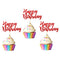 Pack of 48 Pre-Assembled Red Glitter Happy Birthday Cupcake Toppers Cake Food Fruit Picks for Celebrating Birthday Party Decoration Supplies...
