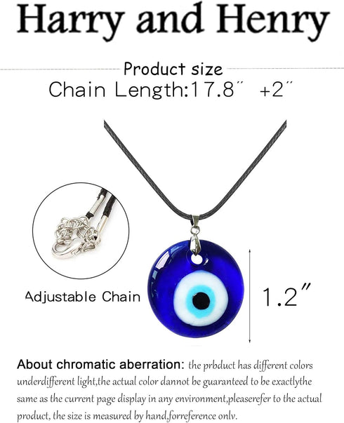 Harry and Henry 2 Pcs Evil Eye Necklace Bracelet Set Blue Glass Turkish Necklace for Women Evil Eye Chain Bracelet Jewelry...