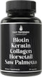 Biotin + Keratin + Collagen + Horsetail + Saw Palmetto. Advanced 5-in-1 Hair Growth Supplement for Women and Men. Hair Vitamins, DHT Blocker Pills...