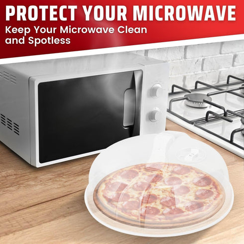 Flexzion 10.5 Inch Microwave Splatter Cover - BPA-Free Anti-Splatter Microwave Cover with Adjustable Steam Vent, Dishwasher Safe, Transparent Plas...