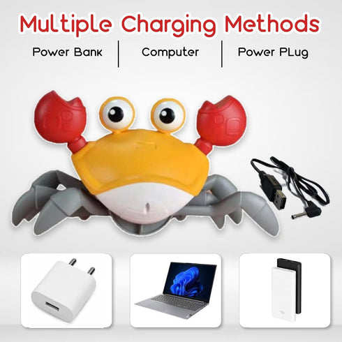 Cute Crawling Crab Baby Toys with Rechargeable Battery: Tummy Time Gift for Infants Toddlers Learning to Crawl or Walk Toy Lights Up with Music fo...