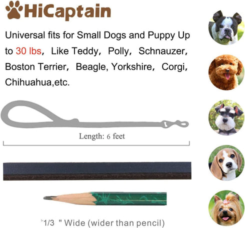 HiCaptain Thin Leather Dog Leash for Small Dogs Up to 15 lb (1/3 inch Wide, 6 Ft)...