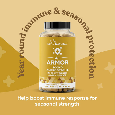 A+ Armor Andrographis Pure 800 Mg – Healthy Immune System Function, Physical Wellness, Potent Strength for Seasonal Protection – Full-Spectrum & S...
