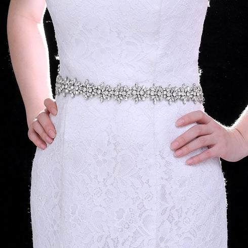 Top Queen Women's Crystal Diamond Bridal Belt Sashes Wedding Belts Sash for Wedding, Black, One Size...