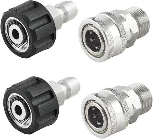 Willdone Pressure Washer Quick Connect Kit, Stainless Steel M22 14mm to 3/8 Inch Quick Connect Fittings for Power Washer, 4 Pack...