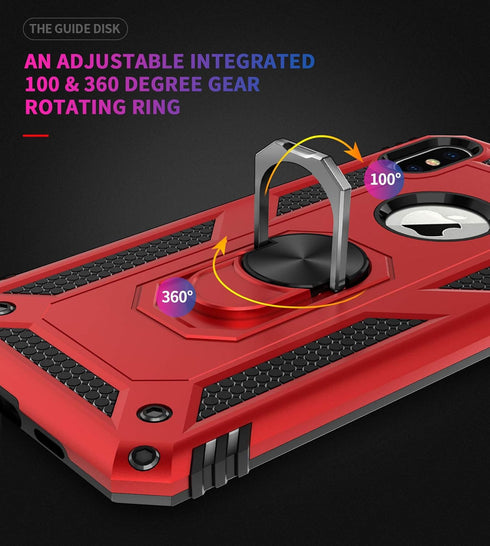 Korecase Compatible with iPhone X iPhone Xs Case, Extreme Protection Military Armor Dual Layer Protective Cover with 360 Degree Swivel Ring Kickst...