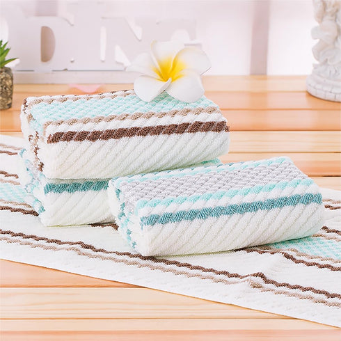 Pidada Hand Towels Set of 2 Striped Pattern 100% Cotton Soft Absorbent Decorative Towel for Bathroom (Brown)...