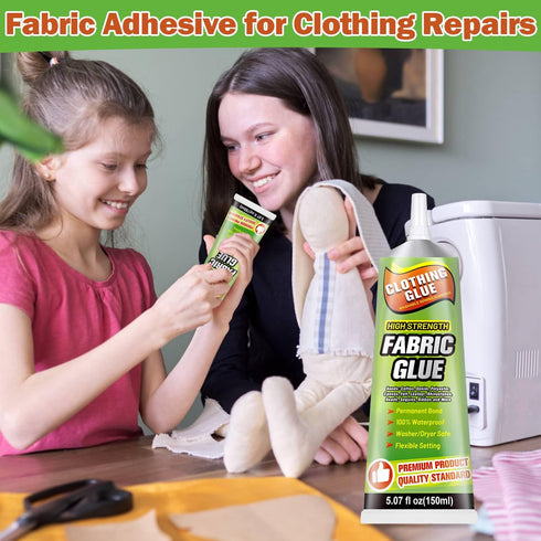 Fabric Glue, Waterproof Clothing Glue Patch Glue Fabric Permanent Adhesive for Rhinestones, Cotton, Felt, Leather, Polyester, Washer/Dryer Safe, 5...