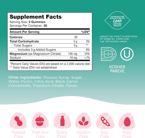 Chapter One Magnesium Gummies, Great Tasting Magnesium for Kids, Calm Kids Magnesium, Magnesium Gummies for Women and Men, Certified Kosher, (60 F...