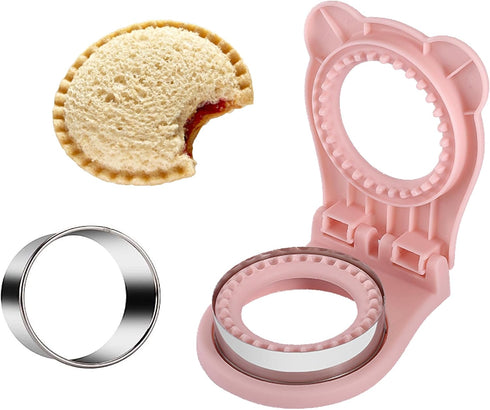 Sandwich Cutter and Sealer, Decruster Sandwich Maker for kids lunch Uncrustable Sandwich Maker?Easy for School Lunchbox and Bento Box (Pink)...