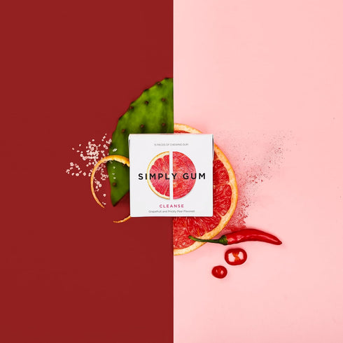 SIMPLY Gum | Cleanse with Grapefruit and Prickly Pear | Plant- Based Chewing Gum | Pack of Six (90 Pieces Total) | Synthetic Plastic Free + Aspart...
