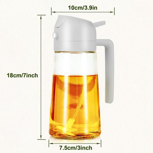 Oil Spray Bottle, 2 in 1 Oil Spray and Oil Container, 470ml/ 16oz Olive Oil Spray Bottle,Cooking Oil Spray Glass for Used for Air Fryer, Baking, G...