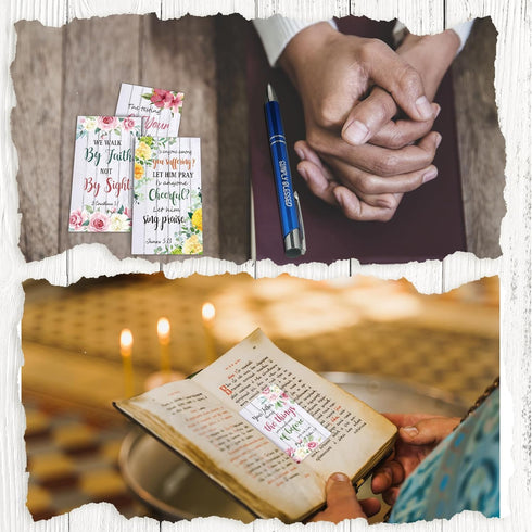 252 Pcs Christian Gifts Set 240 Pcs Quote Cute Prayer Cards Floral Religious Scripture Cards 12 Bible Verse Pens Christian Inspirational Ballpoint...