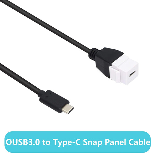 GELRHONR USB C Keystone Jack Cable, USB 3.1 Type C Male to Female Panel Mount Insert Adapter, 0.2M, White, Compatible with USB Type-C & Standard 2...