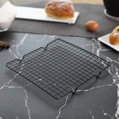 Lamoutor 2Pcs Metal Kitchen Baking Cooling Rack Square Wire Cooling Rack for Cake and Meat 10 x 11 inches (Black)...