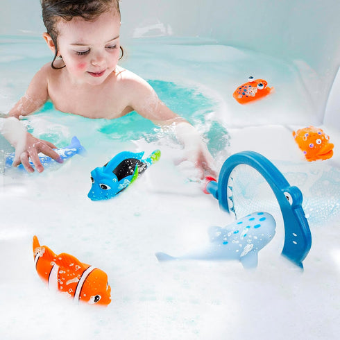 No Hole Mold Free Bath Toys for Toddlers 1-3, Water Toys for 6-12 Months Infants with Storage Bag, Baby Shark Toys for Pool, Bathtub, Beach, Showe...