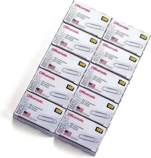 Officemate Premium #1 Paper Clips, 1,000 Paper Clips (10 Boxes of 100 Each) (99916) , Silver...